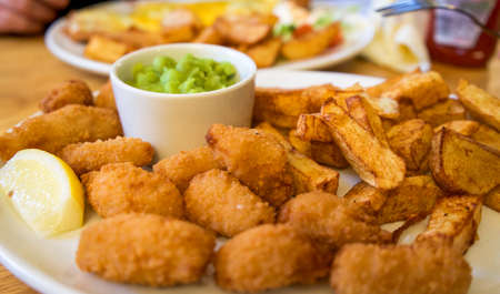 fresh scampi and chips,selective focusの写真素材