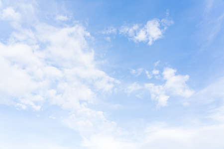 Blue sky and white fluffy cloud on sunny day, Horizontal Natural for Spring or summer background,...