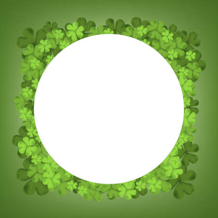 Irish shamrock falling leaves isolated on green background for holiday greeting card design, Irish symbol Good Luck, Vector pattern for Saint Patrick's day background with clover leaves or shamrocksのイラスト素材