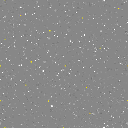 Winter seamless pattern with star and snowy falling on gray sky,Vector illustration abstract snowflakes. backdrop,Pattern random dotted on grey background for New Year,Winter and Christmas holiday&#xA;&#xA;のイラスト素材