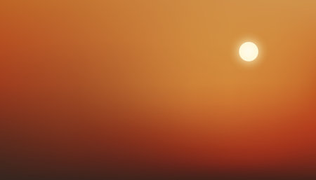 Sunset Sky over the sea in the evening with orange yellow sunlight in Autumn,Horizontal Majestic Peaceful Golden Hour,Beautiful Summer Nature Dusk Sky,Sunrise banner background,Vector illustrationのイラスト素材