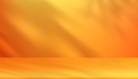 Autumn background,3D Studio Background with podium with leaves Shadow Overlay on yellow wall room,Vector Scene Mockup for Fall Season,Thanksgiving,harvest festival Product display presentsのイラスト素材