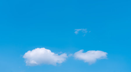 Sky blue with Cloud background. Summer Clear Sky with fluffy cloudy, Beautiful Sunny day Spring,Horizon Banner  for Environmental or Earth Day conceptの写真素材