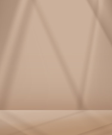 Background Studio Podium Display with Shadow Line,Light reflection on Beige Background,Vector Empty Wall Room with Sunlight,Vertical Banner for Food and Drink Product in Autumn Sale,Winter Festivalのイラスト素材