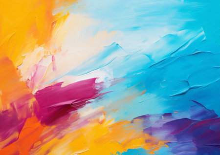 Oil paint abstract rough texture with brush and palette knife strokes in multi colored on canvas,Colouful Acrylic paint background. Modern art concept.Generative Aiの素材