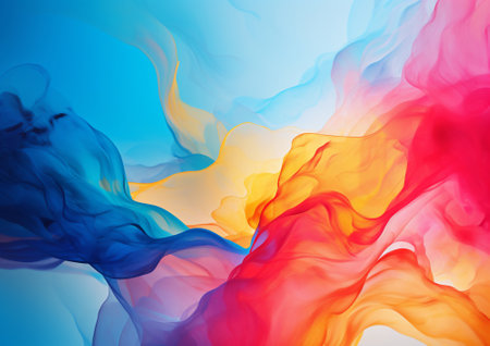 Watercolour paint with swirl waves abstract background,Colorful background with vibrant colors for wallpaper, Modern art concept,Generative Aiの素材