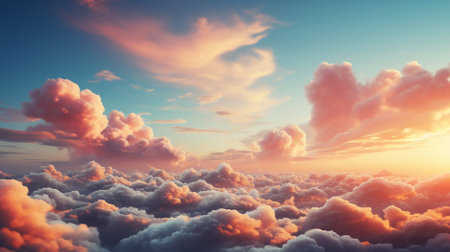 Dreamy Pastel Sky with soft and fulffy cloudy, Generative aiの素材