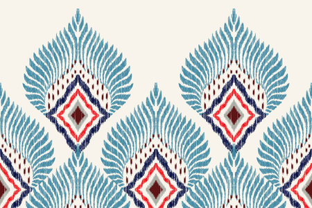 Beautiful Ikat paisley embroidery on white background.geometric ethnic oriental pattern traditional.Aztec style abstract vector illustration.design for texture,fabric,clothing,wrapのイラスト素材