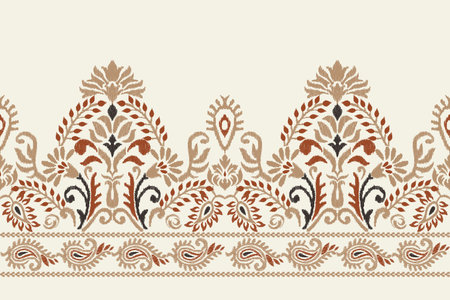 Ikat floral paisley embroidery on white background.geometric ethnic oriental pattern traditional.Aztec style abstract vector illustration.design for texture,fabric,clothingの素材