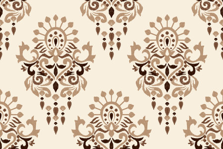 Ikat floral paisley embroidery on white background.Ikat ethnic oriental seamless pattern traditional.Aztec style abstract vector illustration.design for texture,fabric,clothing,rugのイラスト素材