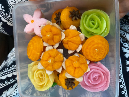 Thai dessert in plastic box,Thai dessert,Thailandの写真素材