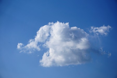 Amazing cumulus clouds as an elephant icon on the blue sky background, GA USA.の写真素材