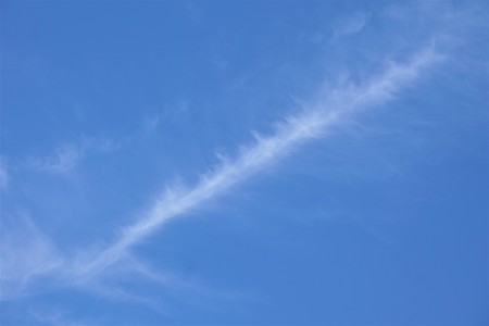 Amazing cirrus clouds and sunlight on the background of blue sky, Summer in GA USA.の写真素材