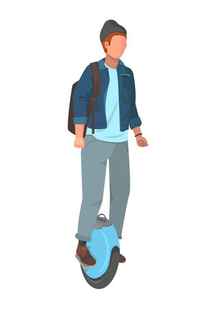 man riding on electric unicycleのイラスト素材