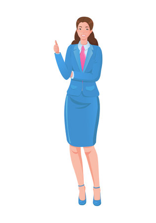 Businesswoman showing thumbs up sign. Cartoon style vector design illustrations. isolated on white background.のイラスト素材