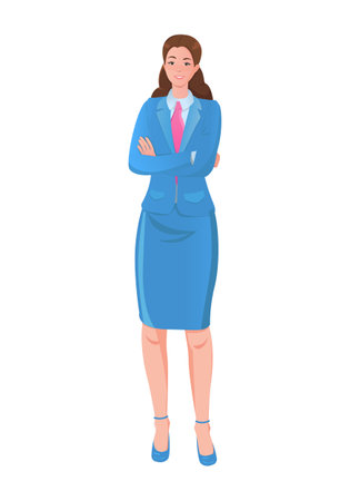 Self confidence and self esteem, female success. isolated illustration with businesswoman on a white backgroundのイラスト素材