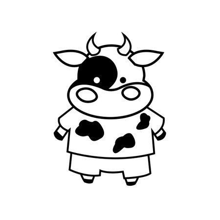 Vector dressed cow with t-shirt and pants. Print on T-shirts, bags and other fashion products. Design children's clothing and accessories.のイラスト素材