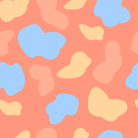 Color blots, seamless orange pattern. Vector abstract background with random hand drawn spots.のイラスト素材