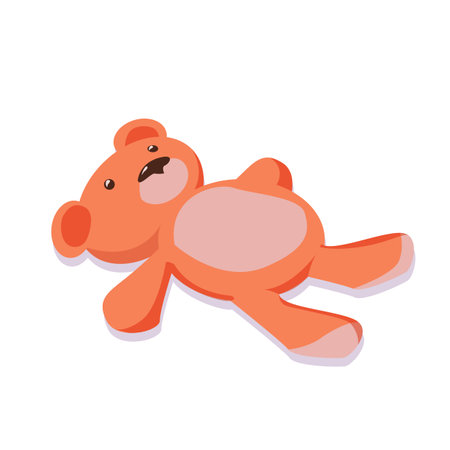 Teddy bear flat vector illustration isolated on white background. Cute cartoon character.のイラスト素材