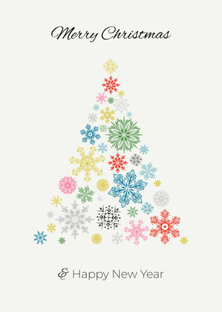 Christmas tree made of snowflakes. Merry Christmas and Happy New Year.のイラスト素材
