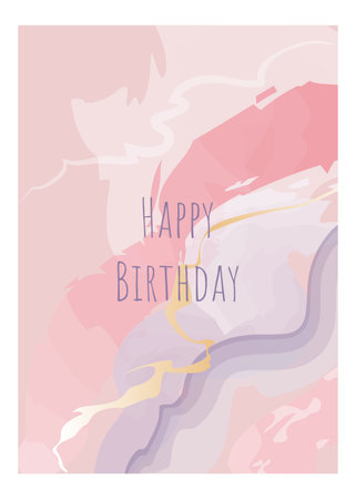 Happy Birthday card. Vector illustration of greeting card with pastel colors.のイラスト素材
