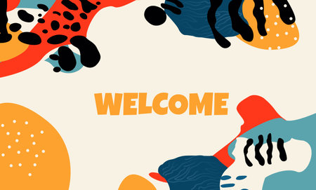 Abstract background with hand drawn doodle elements. Vector illustration.のイラスト素材