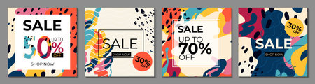 Set of sale banner template design with abstract background. Vector illustration.のイラスト素材
