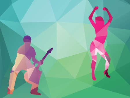 Man and woman on rock party- illustration in polygonal styleの写真素材