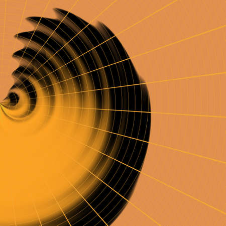 An abstract composition with black and orange wavy simple pattern and grid