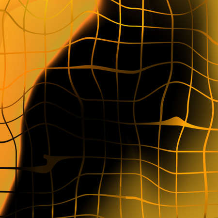 An abstract background with orange distorted grid and relief with soft shadows