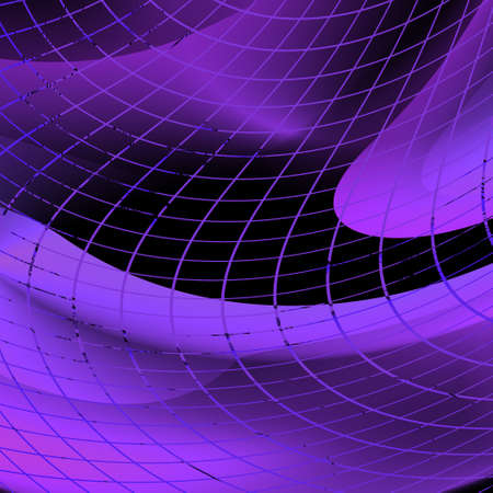 An abstract illustration with violet noisy wire on black and violet backgroundの写真素材