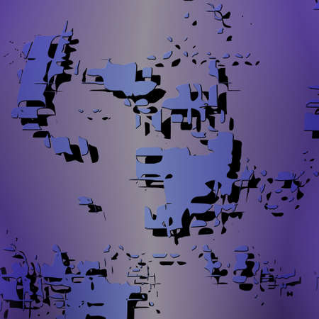 An abstract illustration with geometric forms and shadows on yellow and blue gradient backgroundの写真素材