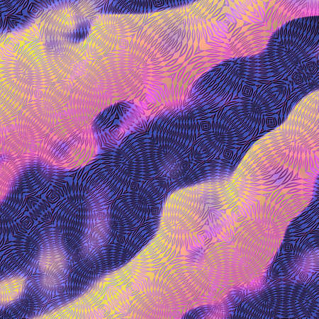 An abstract ornate violet pattern with white and purple stripesの写真素材