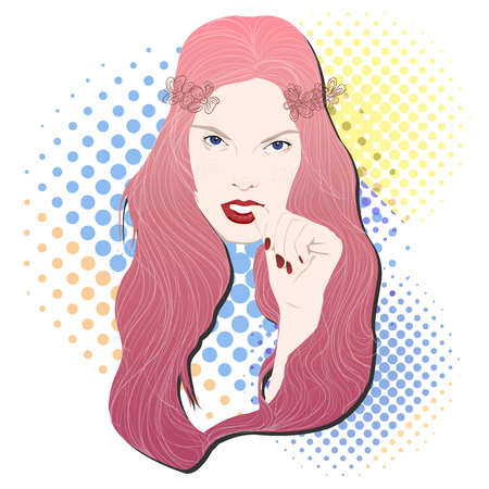 Portrait of beauty women face. Fashion vector illustration.のイラスト素材