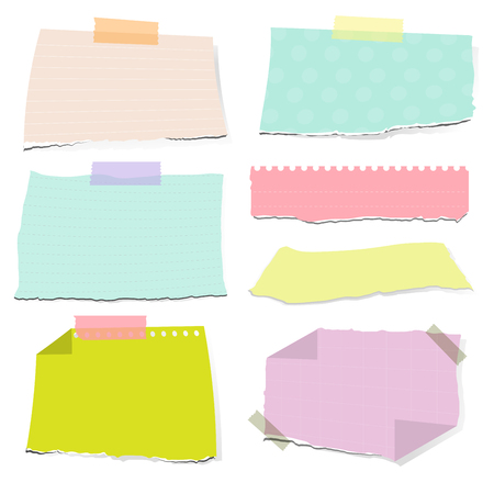 Set of colorful torn note papers adhesive with vector illustrationのイラスト素材
