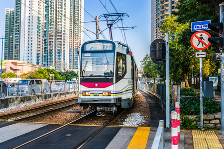 Light Rail in Tin Shui Wai, Hong Kongのeditorial素材