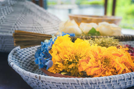 Dry flower decoration in the massage centerの写真素材
