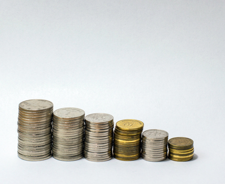 Money saving coins. Planing progress banking.
