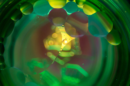 Abstract photography using mixture of oil and water. Close up abstract photography.の写真素材