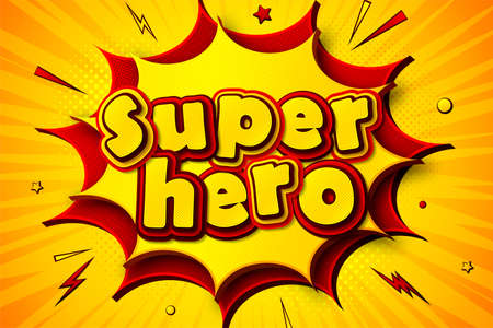 Cartoon comics book Superhero. Poster in pop art style with speech bubbles, multilayer funny...