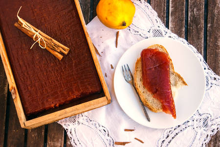 Fifteen candy box with toast with fifteen jamの写真素材