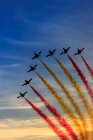 Airplanes in the air making an exhibition