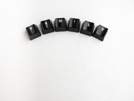 Keys with the word family with white background