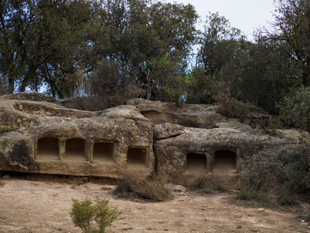 Columbariums are funerary constructions from the Roman era where the urns with the ashes of the deceased were deposited.の写真素材