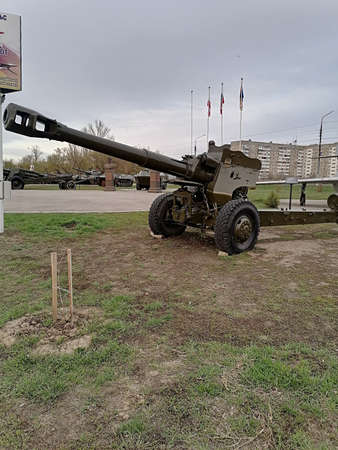 Military cannon in the patriotic park