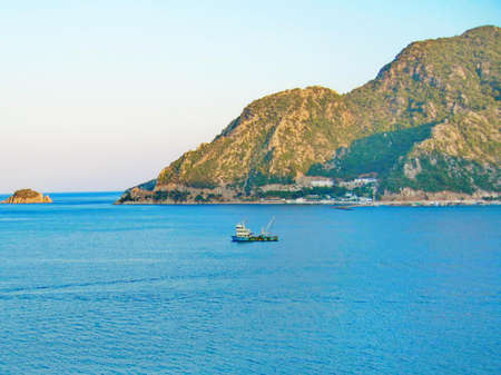 Summer water landscape on a bright sunny dayの写真素材
