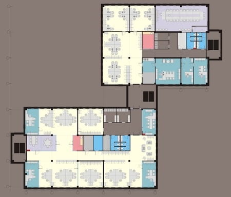 Plan a midl office with straddling furnitureのイラスト素材