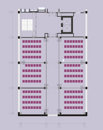 Plan a small office with straddling furnitureのイラスト素材