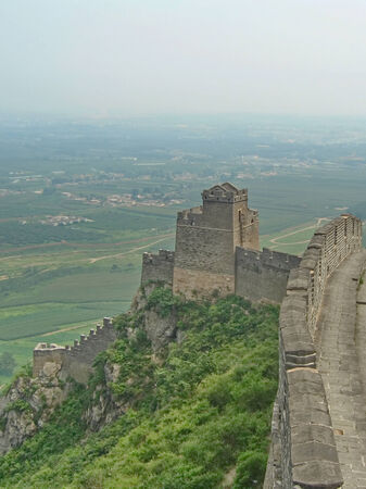 Great Wall of ancient stone ruins of a summer dayのeditorial素材