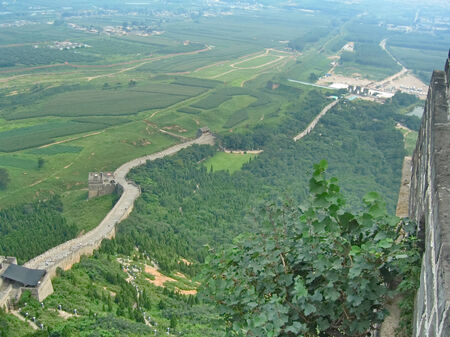 Great Wall of ancient stone ruins of a summer dayのeditorial素材